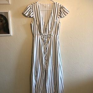 Long striped black and white dress